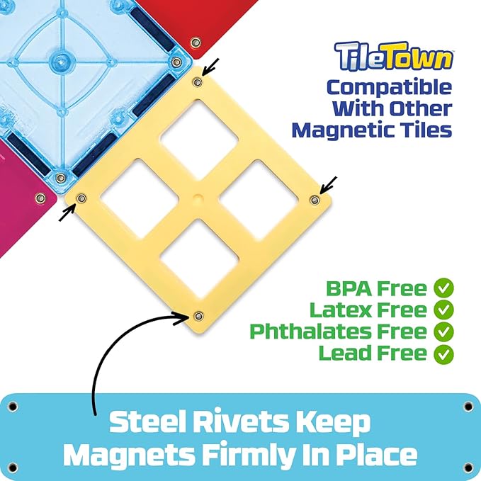 Tile Town Bluey Heeler Home Magnetic Tiles Playset – 46-Piece STEM Building Set, Includes Magnetic Bluey & Bingo Figures, Action Tiles, Creative Construction Toy for Kids Ages 3+ Amazon Exclusive