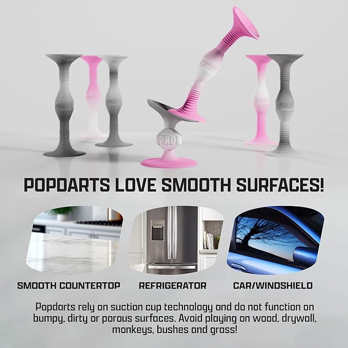 POPDARTS PRO Pack Game Set (Pink & Gray) - Indoor, Outdoor Suction Cup Throwing Game - Competition with a POP