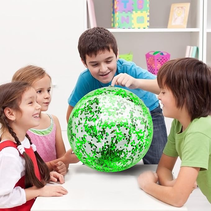 12 Pack Inflatable Beach Balls Bulk 16" Glitters Pool Toys Balls for Pool, Beach, Summer Pool Party - Swimming Pool Game Water Beach Toys Kid Party Favor Summer Decoration Essential Blow Up Beach Ball