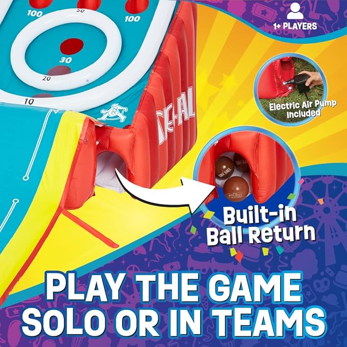 Skee-Ball Game for Kids and Adults, Giant Inflatable Game, 11 Feet Long, Includes 4 Balls and Electric Air Pump, Indoor and Outdoor Games for Adults and Family, Skee-Ball Arcade Game for Home, Toys