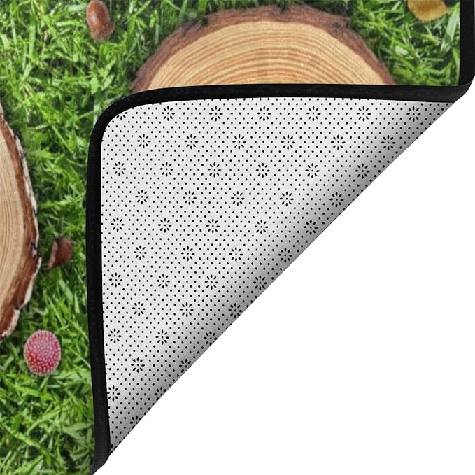 Kids Rug, Classroom Carpets Playmat Rugs - 6x9 Ft Kids Carpet with Rubber Backing, Green Grass Tree Stump Classroom Seating Rug Play Mat Nursery Rugs for Children Bedroom Playroom Elementary -Seats 12