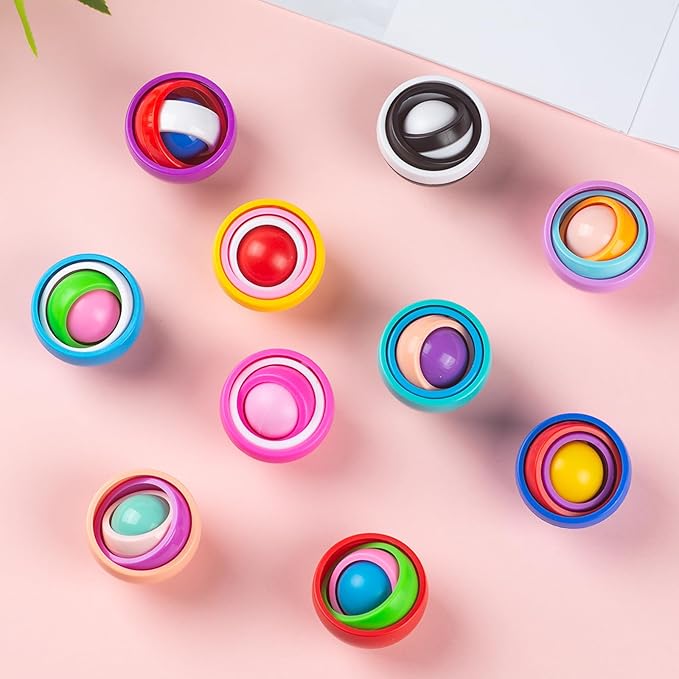 Fidget Gyroscope Set, Fidget Gyro Toys, Infinite Flip Toy Decompression Fingertip Gyro, ADHD Autism Stress Relief Hand Fidget Spinner for Adults Teens Kids, Random Color (8PCS)