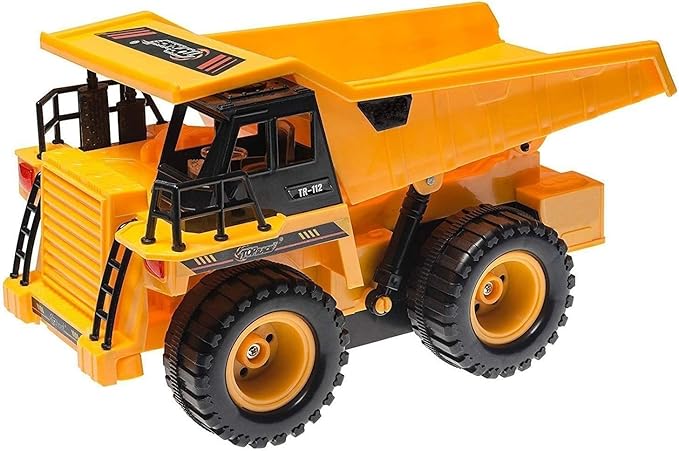 Top Race Remote Control Dump Truck - 5-Channel Electric Radio Control Construction Vehicles - Realistic Toy with Lights and Sounds for Kids 5 Up - Car Truck for Indoor, Outdoor (Plastic)