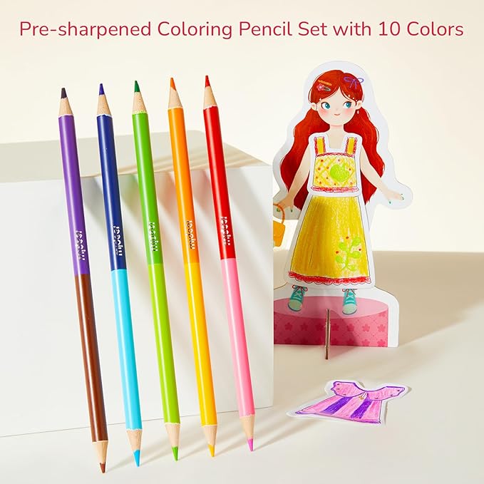 Mideer Paper Doll Kits, Reuseable Dress Up Paper Doll with Storage Box, DIY Dress Up Games for Girls Ages 4-7, Kids Fashion Design Kit with 240 Colorable Clothing Stickers and Dual Tip Colored Pencils