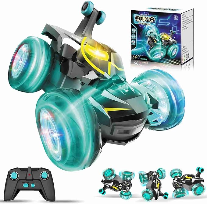 Kids Toys Bat RC Car for Boys 4-7 - Cool Bat Monster Remote Control Crawler Toy 360° Flip Fast Stunt & 4WD Light Up Wheel - Fun Boy Gift Idea for Birthday Chirstmas Stuff Age 3 4 5 6 7 8