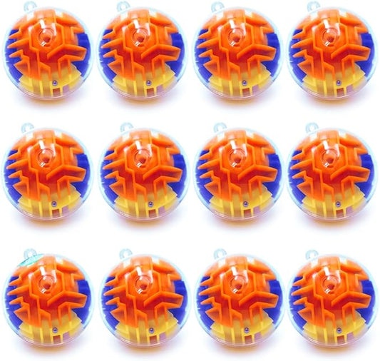 12 Pieces Maze Ball 3D Maze Puzzle Brain Teasers Games,Mini Gravity 3D Maze Ball Hard Challenges Game Lover,Training Labyrinth Toys Gifts for Students Teens Adults, Kids Educational Toy