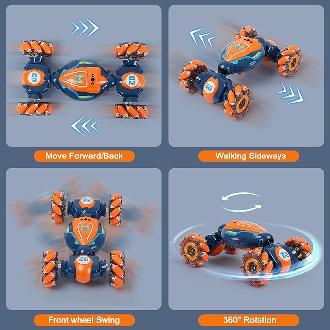 Gesture Sensing RC Stunt Car - Boys Toys Age 6-8-12, 4WD Hand Controlled Remote Control Twist Car with Light & Music, Cool Birthday Presents and Ideas Gifts for Kids Age 7 9 10 11 12 Years Old