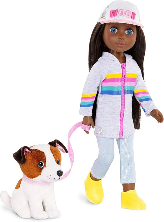 Glitter Girls - Jana & Cuddles 14-inch Poseable Fashion Doll-plush Dog Pet - Dolls for Girls Age 3 & Up