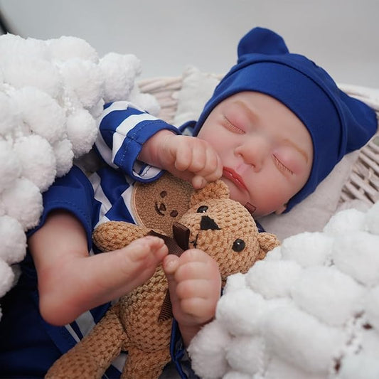 17" Lifelike Reborn Sleeping Baby Boy Doll Hardy, Realistic Newborn Baby Dolls, That Look Real for 3+ Year Old