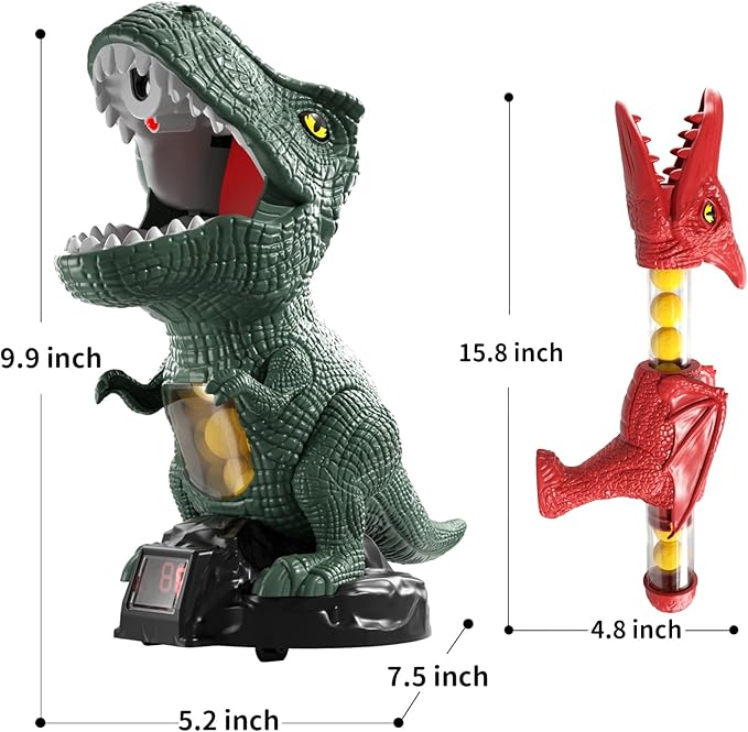 Babyhome Movable Dinosaur Shooting Toys for Kids 3 4 5 6 7+ Years, Tyrannosaurus Shooting Game with Water Mist Spray and Pterosaur Air Pump Foam Shooting Toys (Navy)