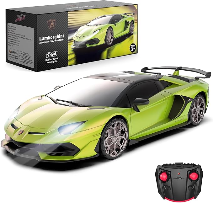 Lamborghini Remote Control Car, 1:24 Scale Electric Sport Racing Hobby Toy Car Lamborghini Model Vehicle for Boys Girls Birthday Gifts, Green