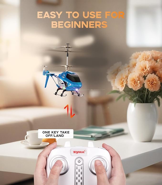 SYMA Remote Control Helicopter, S107H-E RC Helicopter with One Key take Off/Landing, High & Low Speed and Durable Alloy Design, Gift Toy for Kids and Beginners