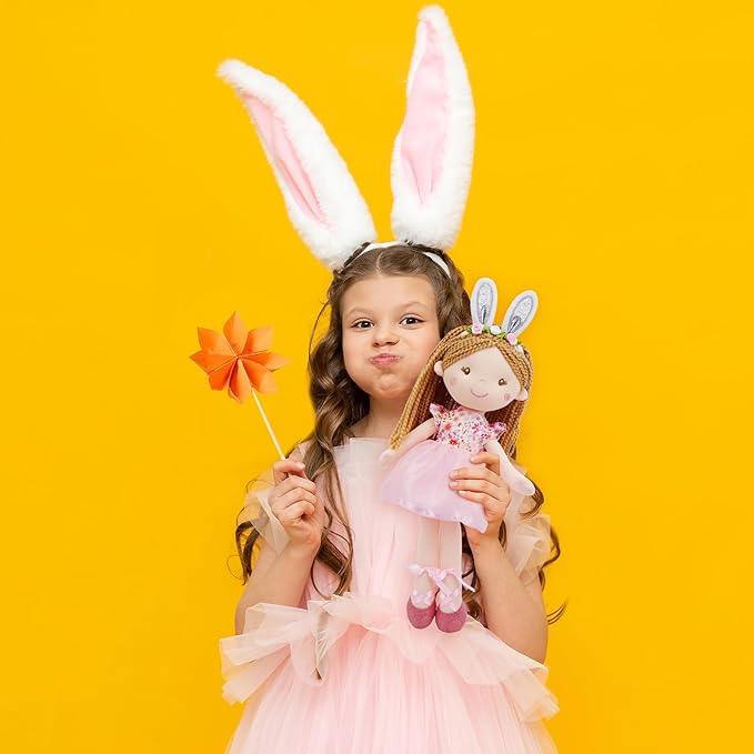 June Garden 16" Enchanted Garden Fairy Doll Brielle - Plush Stuffed Soft Bunny Doll Girl Easter Gift - Pink Dress