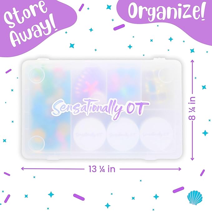 Sensationally OT Mermaid Sensory Dough Kit (3 Jars) Non-Toxic Dough with Cutters, Stampers, Coins, Pearls, Seahorses, Starfish, Treasure Box - Perfect Creative Play and Gift for Kids & Toddlers
