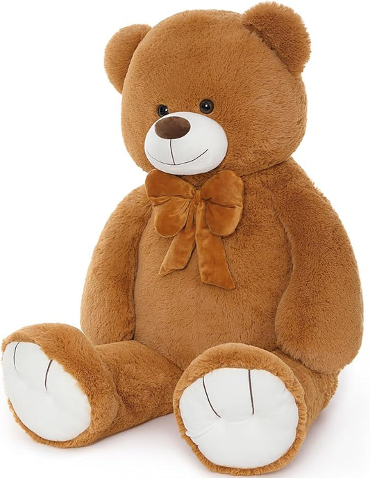 Tezituor 47 Inch Giant Teddy Bear, Soft Big Stuffed Animal Life Size 4 Feet Plush Bear Toy Valentine's Christmas Birthday Gift for Girlfriend Kids,Dark Brown