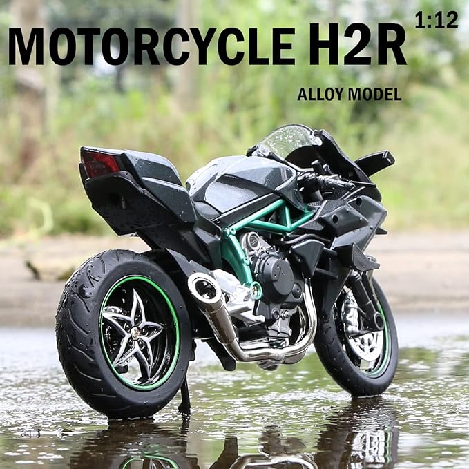 COOLPUR Die Cast Motorcycle Model for Ninja H2R, Realistic Motorcycle Model, 1:12 Scale Kids Moto Toy or Collection, Boyfriend,Young Peoples Gift