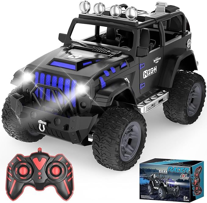 RC Car for Boys & Girls - Upgraded 2.4GHz Remote Control Car, 1:18 Scale SUV with LED Lights, 20 KM/H High Speed, 35-Min Playtime, Offroad Racing Toy for Kids Ages 6-12