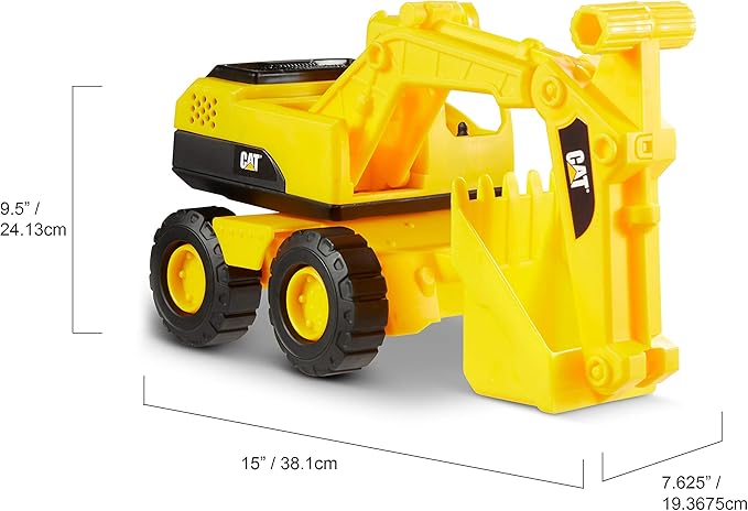 Cat Construction 15" Excavator | Super-Sized Kids Outdoor Toy | Real Working Parts & Articulated Parts | Ideal Toys for 3 Year Old Boys | CAT Construction Toys
