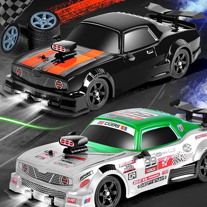 RC Drift Car 2.4GHz 1:16 Scale 4WD High Speed RC Drifting Car Remote Control Cars with LED Lights Rechargeable Battery and Drifting Tires Racing Toy Cars for Adults Boys Girls Kids
