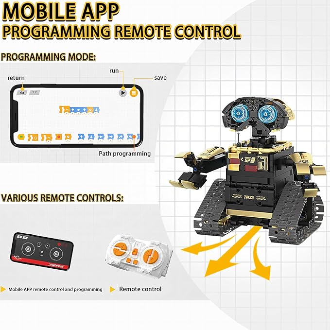 5 in 1 Robot STEM Robot Building Kit Science APP & Remote Control Blocks Technic Educational Building Blocks Set Robotics Toys for Boys Kids Ages 8-12（695 Pieces）