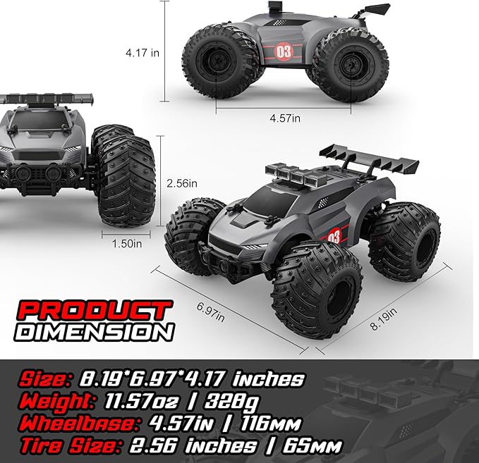 Remote Control Car - 20km/h 1:18 High Speed RC Cars Offroad with RBC &Headlights &Headlamps, 2.4GHz Toy Car Gift for 3 4 5 6 7 8 9 10-12 Year Old Boys Girls Kids