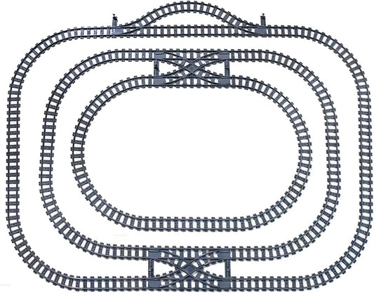 Train Track Railroad Accessories - City Train Track System with Railroad Crossing, Compatible with Major Brand Trains in Building Blocks