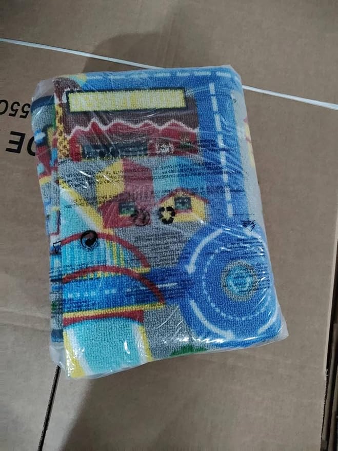 Capslpad Kids Rug 6'6" x 5'0" Educational Learning Kid Play Area Rug Large Traffic Road Cars Rug Play Mat for Kids Toy Nursery Car Carpet for Playroom Living Room Classroom Decor, Blue