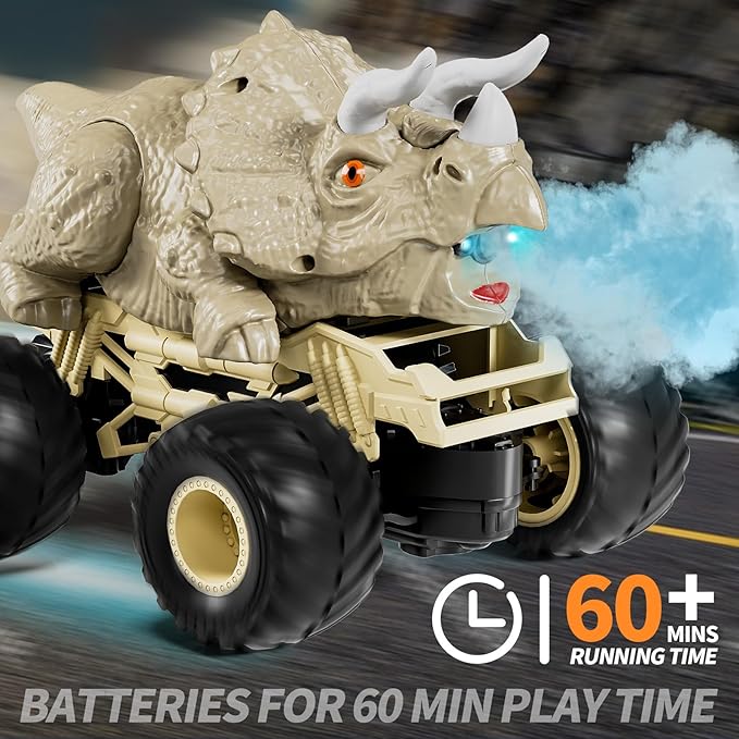 2.4GHz Remote Control Dinosaur Car Toys Gifts for 3 4 5 6 Year Old Boys Kids, Remote Control Dinosaur Car Trucks Toys for Kids Boys 3-5 4-7 8-12, Dinosaur Toys for 3 4 5 Year Old Boys