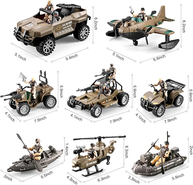 56-in-1 Army Men Toys for Boys 4-7 6-8 8-12, Military Truck/Helicopter/Kayak Boat/Motorcycle/ Army Men Action Figures/Weapon Gears, Army Toys for Boys Kids Birthday Gifts Party Favors
