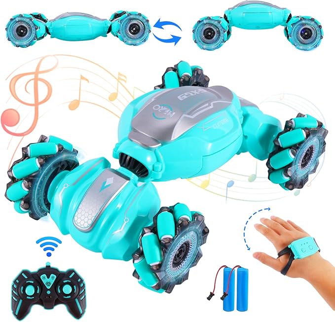 Gesture RC Car 4WD Gesture Sensing RC Stunt Car with Lights Music Remote Controll Transformed Vehicle 360° Rotation Drift Hand Controlled Remote Control Twist Cars