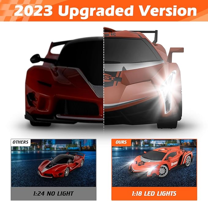 Growsland Remote Control Car RC Cars Xmas Gifts Toys for Kids 1/18 Electric Sport Racing Hobby Rc Crawler Toy Car Boys Girls Adults Included Rechargable Batteries (Orange)