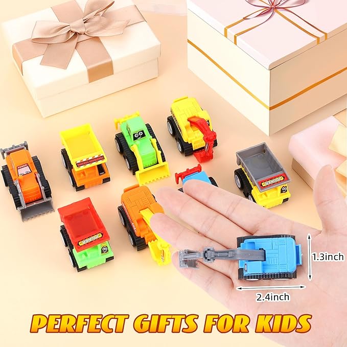 DERTE Mini Construction Car Toys Pull Back Vehicles Excavator Truck Tractor Kids Party Favors Pinata Stuffers Easter Fillers for Toddlers Girls Boys Child Play Set Gifts (50)