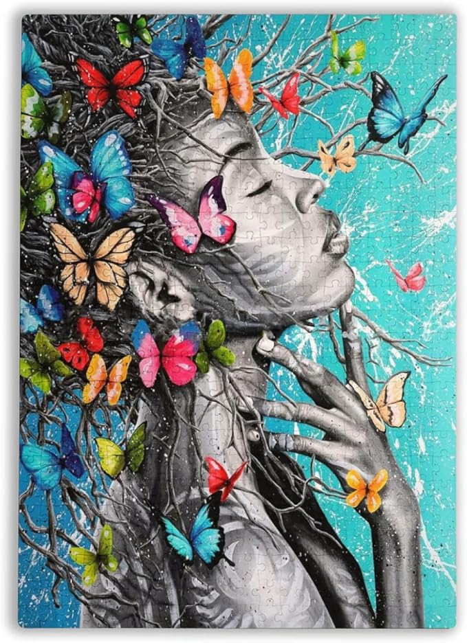 Jigsaw Puzzles 500 Pieces for Adults,Black Woman Butterfly Black Girl Queen Girl Puzzle African American Jigsaw Tileable Puzzle Kids Puzzle Leisure Puzzle Games Fun Toys Girls Adult Teen Gifts