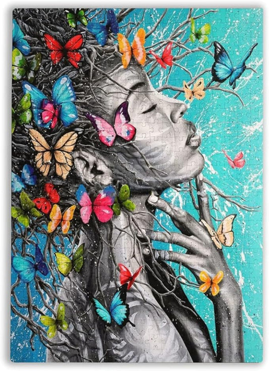 Jigsaw Puzzles 500 Pieces for Adults,Black Woman Butterfly Black Girl Queen Girl Puzzle African American Jigsaw Tileable Puzzle Kids Puzzle Leisure Puzzle Games Fun Toys Girls Adult Teen Gifts