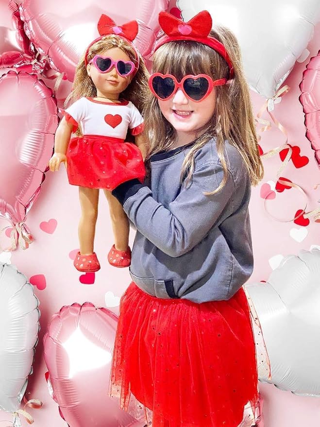 Playtime by Eimmie 18 Inch Doll Clothes and Accessories, Holiday Day Outfit with Red Tutu Dress & Matching Headband, Clothing Sets & Stuff - Fits American, Generation & Similar 18Â” Dolls for Girls