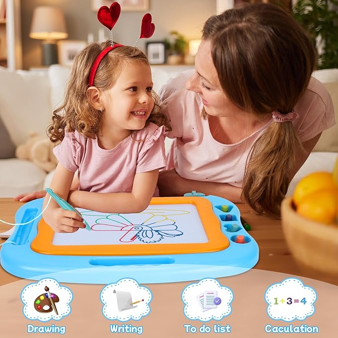 BABLOCVID Magnetic Drawing Board Toddler Toys for Boys Girls, 15 Inch Erasable Doodle Board for Kids Colorful Etch Education Sketch Doodle Pad Toddler Toys for Age 3 4 5 6 7 Year Old Boy Girl Blue