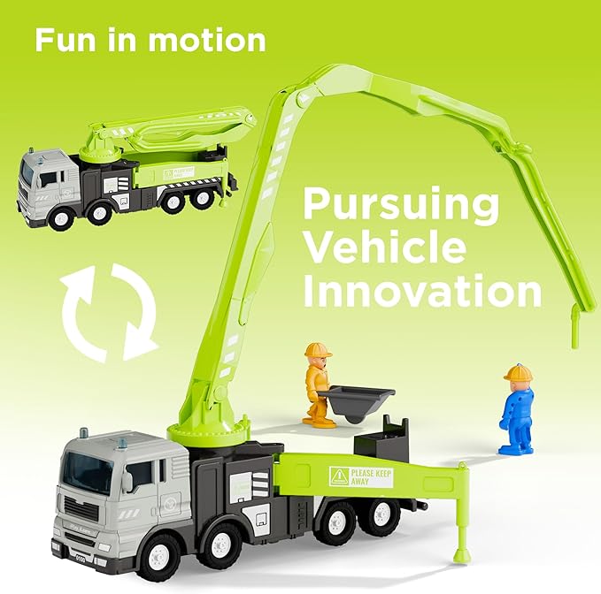 iPlay, iLearn Kids Construction Truck Toy, Crane Excavator for Boys Age 3-5, Digger Dump Trucks, Bulldozer Forklift Vehicle Set for Sandbox Play, Birthday Gifts 3 4 5 6 Year Old Toddlers