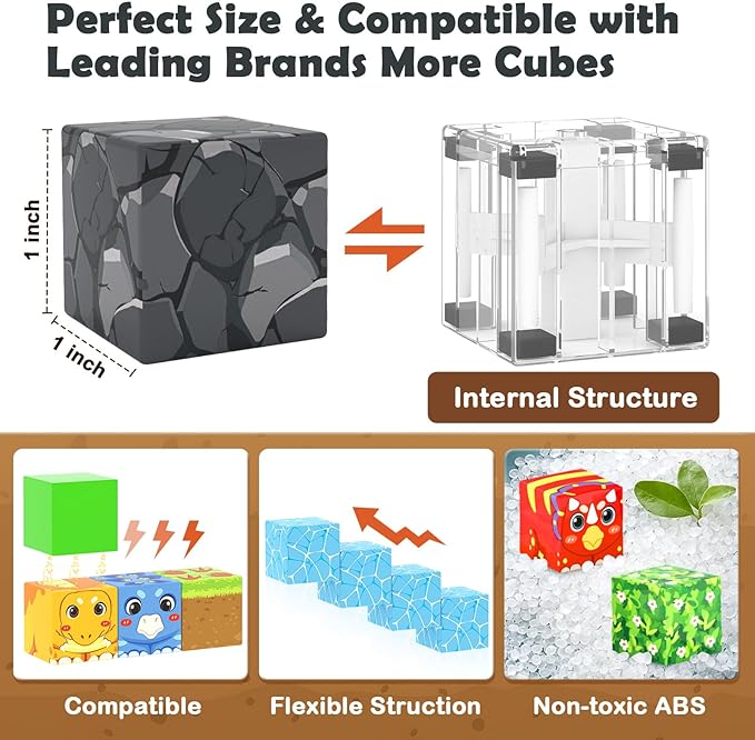 Magnetic Blocks Toys, Build Mine Magnet World Dinosaurs Set, Magnetic Tiles Building for Boys & Girls Kids Ages 3-5 5-7, STEM Montessori Sensory Toys for Toddlers Gifts for 3+ Years Old