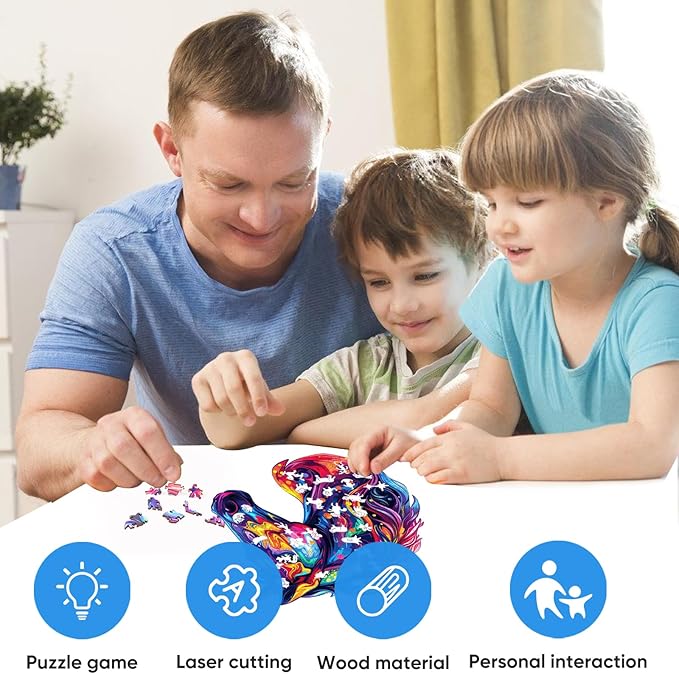 Wooden Puzzles for Adults, Liberty Cool Wooden Jigsaw Puzzles(10.8 * 12.6in-200pcs), Unique Shape Animal Adult Pieces, Irregular Wood Puzzles Best Gift for Adults and Kids Family Game