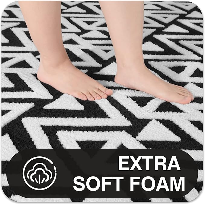 Ompaa Ultra Soft Geometric Bedroom Rugs Memory Foam Carpet, Black 6 x 9 Feet, Cozy Area Rugs for Living Room Couch Dorm Bedside Kids Girls Teens Room Nursery Decor Floor Mat