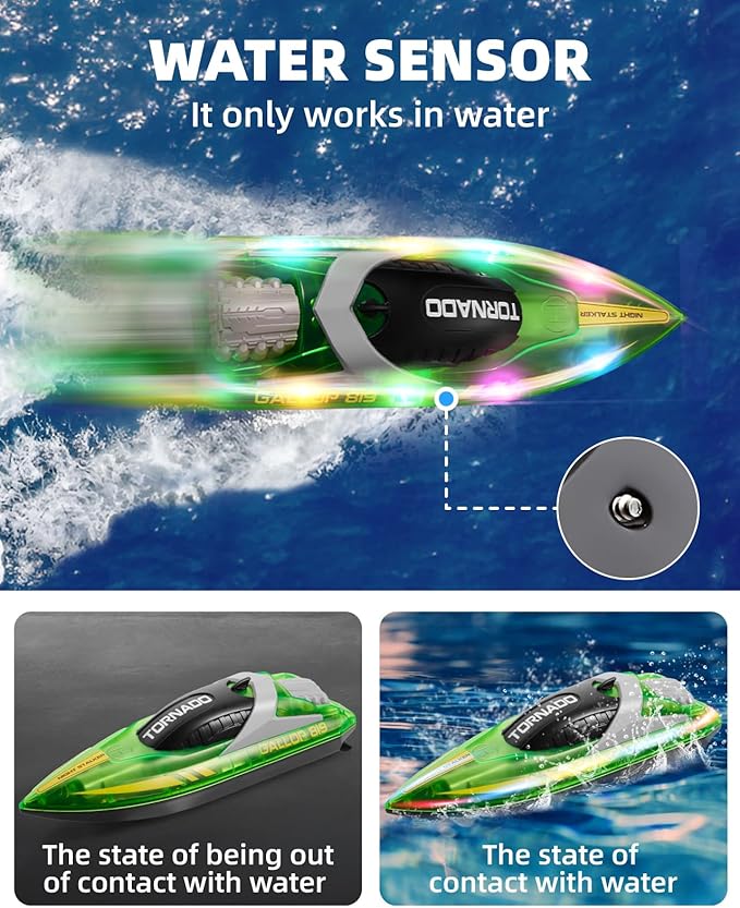 Remote Control Boat for Kids Adults: 2Pack RC Boat with LED Lights for Pools Lakes, 2.4Ghz, 50-100Mins Long Playtime, Rechargeable Batteries, Waterproof, Summer Pool Water Toys Gifts for Kids 8-12
