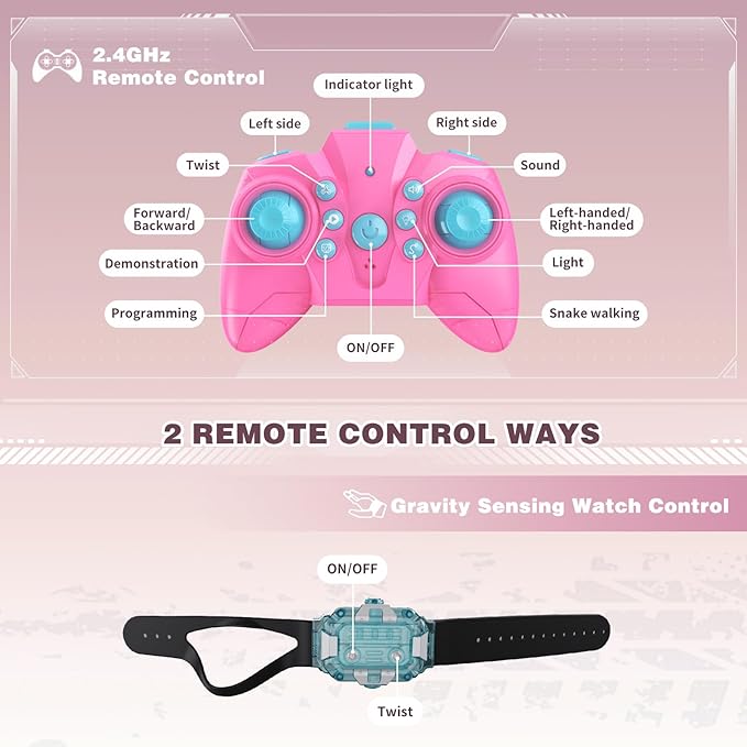 Gesture Sensing RC Stunt Car, Birthday Gifts Toys for Kids, 5-7 6-12 8 9 10 11 Years Old Boys and Girls Remote Control Car, Modular Battery, Type C Charging, 360° Rotating, 4WD Drift (Barbie-powder)