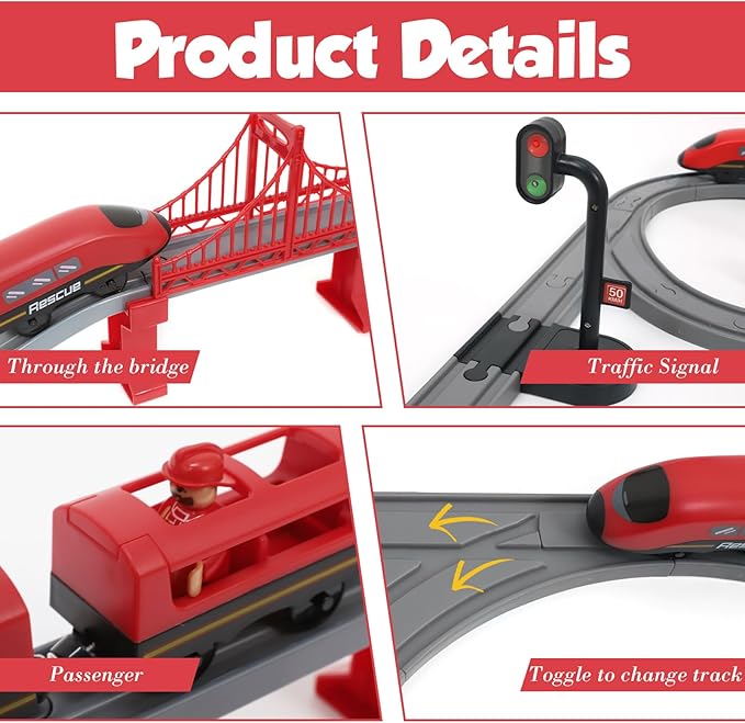 Wdmiya Train Set for Toddlers, 73 Pcs Train Toys for Kids Ages 3-8, Electric Trains Sets with Tracks (Magnetic Connection), Christmas Birthday Gifts for 3 4 5 6 7 Years Old