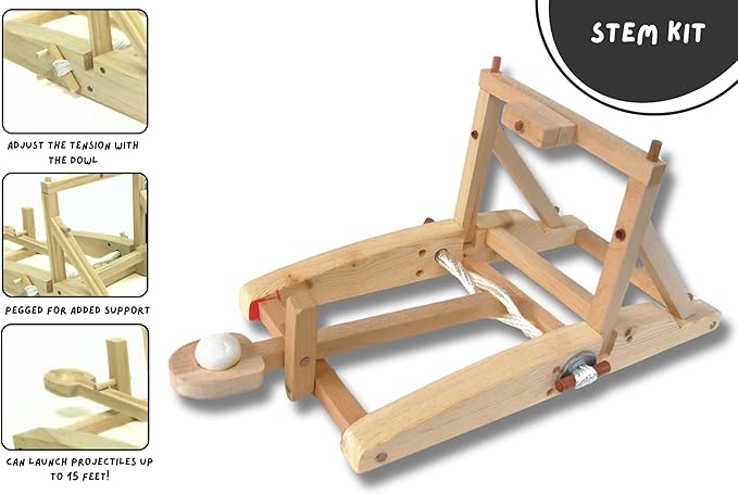 PATHFINDERS STEM Kit – Medieval Catapult kit| Trebuchet Science Kits for Kids Age 8-10 10-14 | stem Kits for Kids Age 12-14 Physics Toys | Kids Engineering kit | Learning Resource