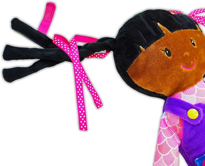 June Garden 15.5" Dressy Friends Scarlett - Educational Stuffed Plush Doll for Kids and Toddlers 2 Years and Up - Montessori Buckle Soft Toy