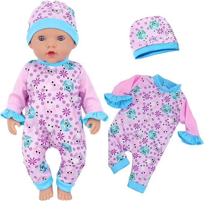 UNICORN ELEMENT 5 Sets Baby Doll Clothes for 14-18 Inch Dolls, Doll Pjs Outfits Playtime Jumpsuits Fit in 15 Inch Dolls Reborn,10 Pcs in Total Doll Clothes and Accessories for 18 Inch Girl Doll