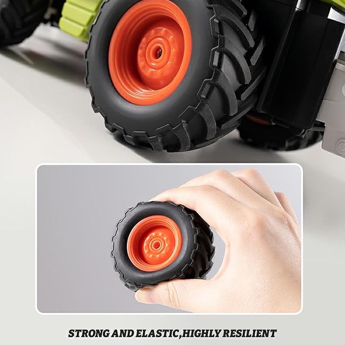 Remote Control Harvester Toy, 1:24 Scale Farm Tractor Toy with LED Lights, Sounds Effects & Spray, 2.4GHz Simulation RC Tractor Truck Birthday Gift for Boys Girls 3-8