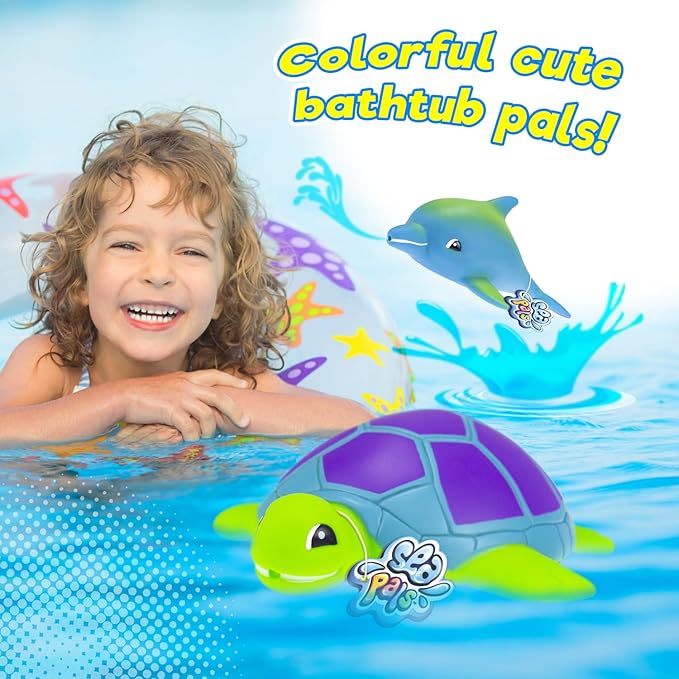 JA-RU Ocean Squirt Squishy Water Animals (3 Water Toys) Fun Floating Foam Sea Animal Toys for Kids. Sea Turtle, Dolphin, Whale Toddler Bath Toys. Pool & Beach Accessories. 4012-3s