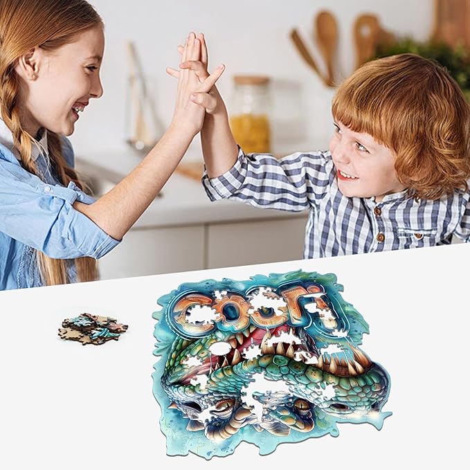 Wooden Puzzles for Adults 500 Pieces, Cool Crocodile Jigsaw Puzzles Animal Unique Shaped Wood Cut Puzzle Gifts for Adults and Kids, Family Puzzle Games, Medium Size(15.4 * 17.8in)