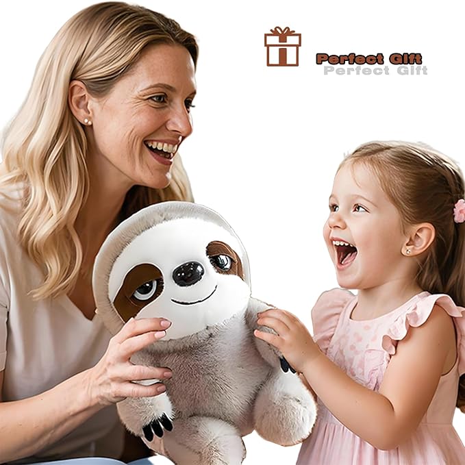 Sloth Stuffed Large Size Plush Animal 12.59 inches, Cute 3 Toe Sloth Plush Toy, Soft Sloth Stuffed Aniamls Doll Pillow Brown Toys Hugging Gifts for Girls Boys